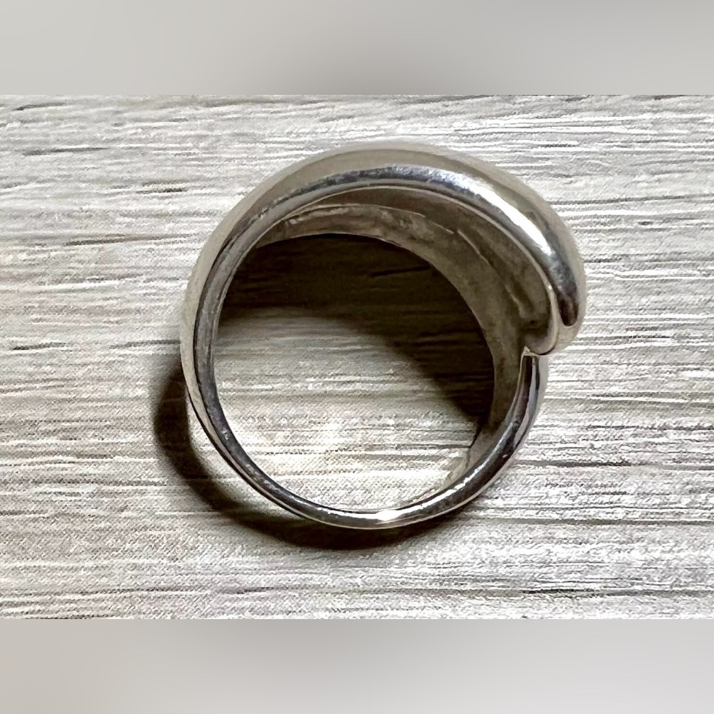 Vintage Designer MWS Sterling Silver Modernist Double Wave Wrap Ring, Size 5.5 - Picture 6 of 10